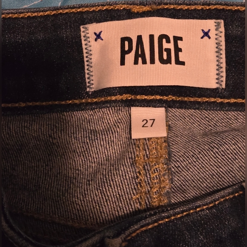 EC~Paige Verdugo Ankle Distressed Midrise Dark Blue Jeans - Picture 10 of 12